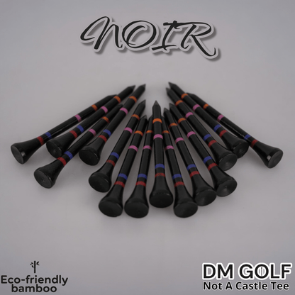 Noir-Not A Castle Tee-Premium 70mm Bamboo Golf Tee With Orange, Pink, Blue & Red Castle Height Indicators-50 Pack