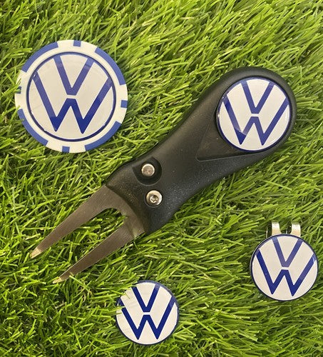 Volkswagen Flick Pitchfork , Golf  Hat Clip and 3 VW Markers And Poker chip