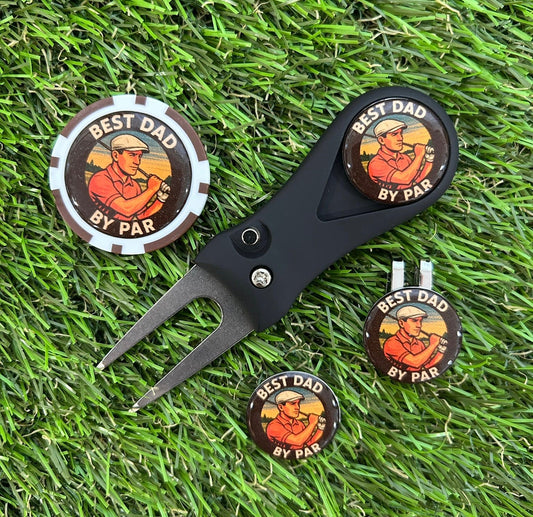 Golf Pitchfork Magnetic Hat Clip With 3 Best Day By Par Markers And Poker chip