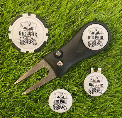 I’ve Got A Big Pair Pitchfork and Golf Hat Clip 3 Markers And Poker chip