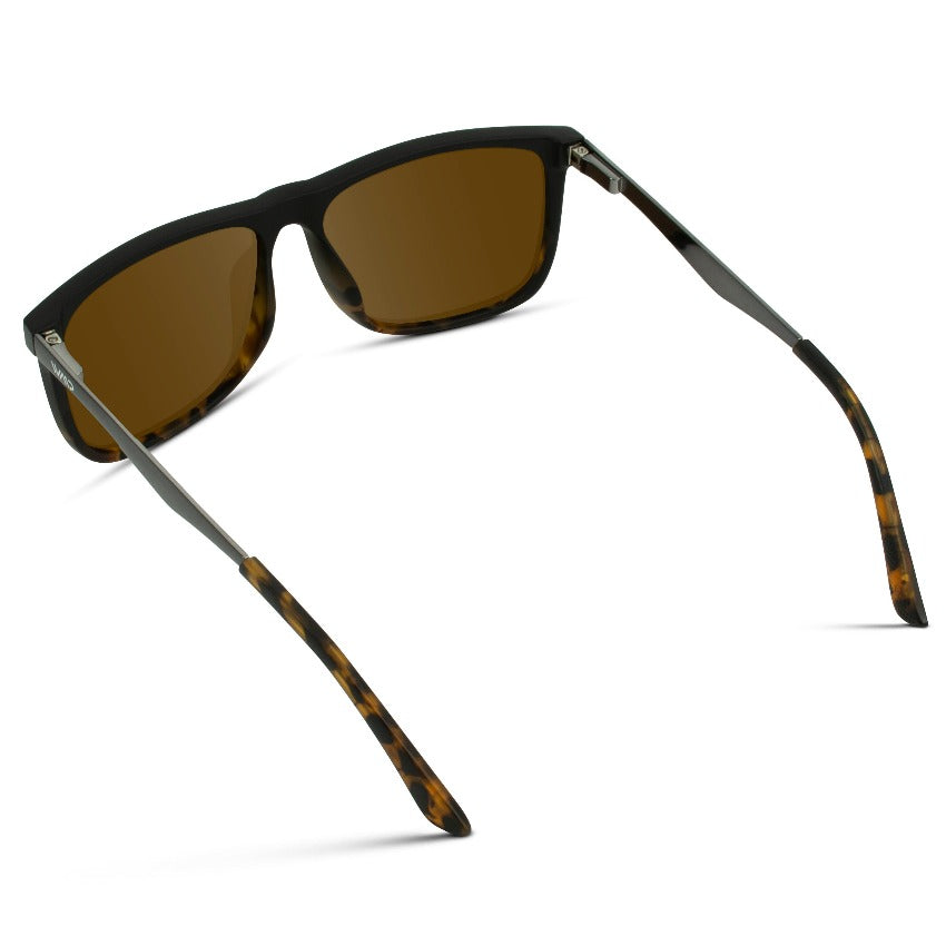 JACOB Rectangular Classic Men's Sunglasses in Matte Black Tortoise by WMP Eyewear