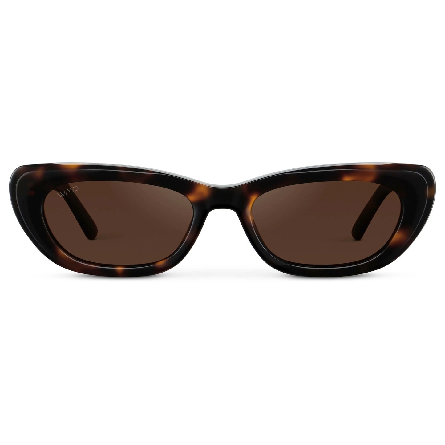 QUINN Women's Narrow Cat-Eye Sunglasses in Brown Tortoise by WMP Eyewear