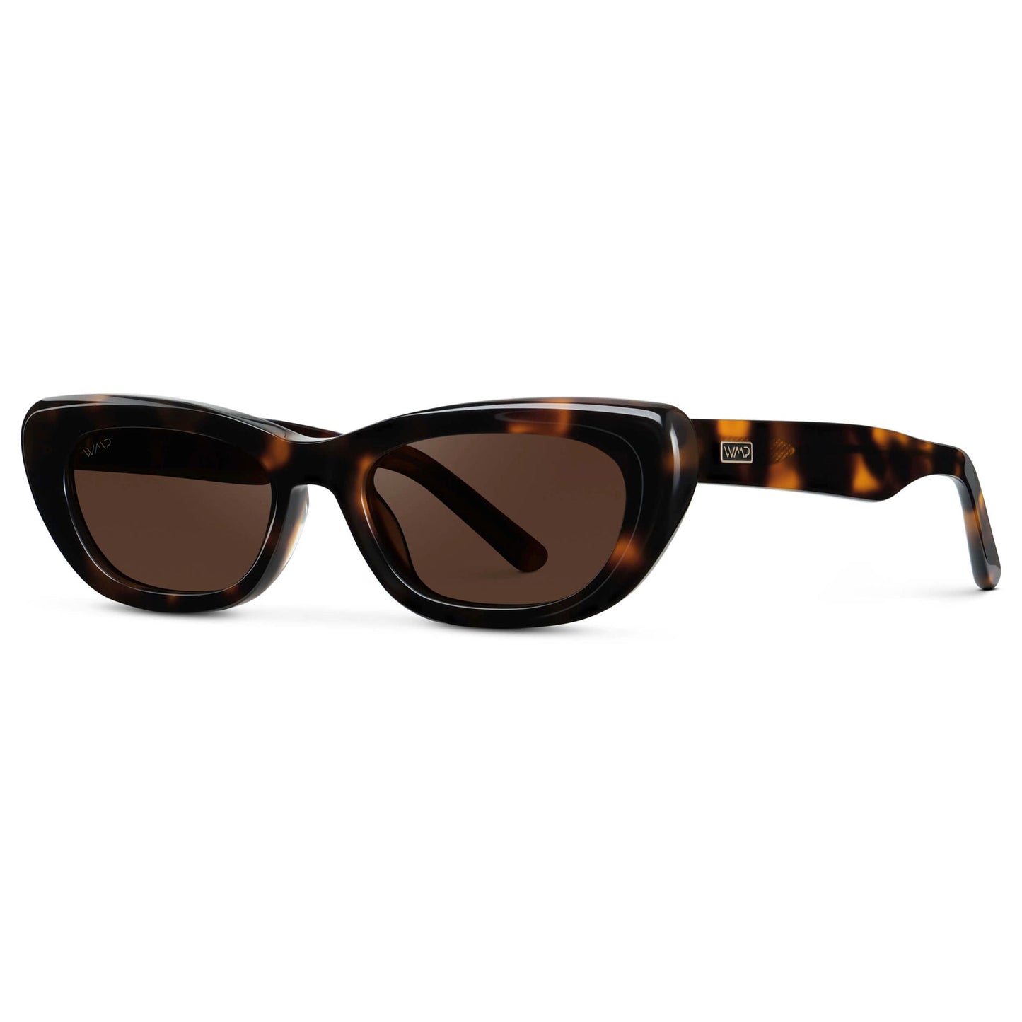 QUINN Women's Narrow Cat-Eye Sunglasses in Brown Tortoise by WMP Eyewear