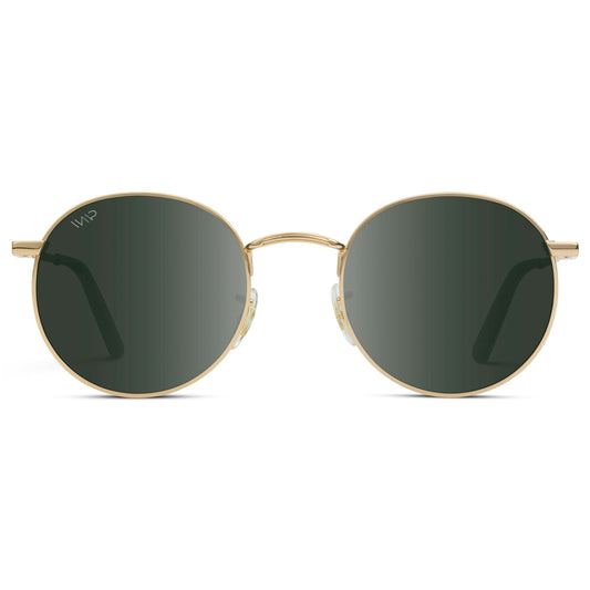 Lunettes de soleil unisexes rétro NEVADA, dorées et verres vert fumé, par WMP Eyewear UK