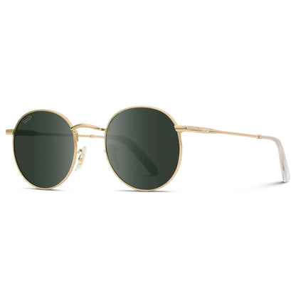 Lunettes de soleil unisexes rétro NEVADA, dorées et verres vert fumé, par WMP Eyewear UK