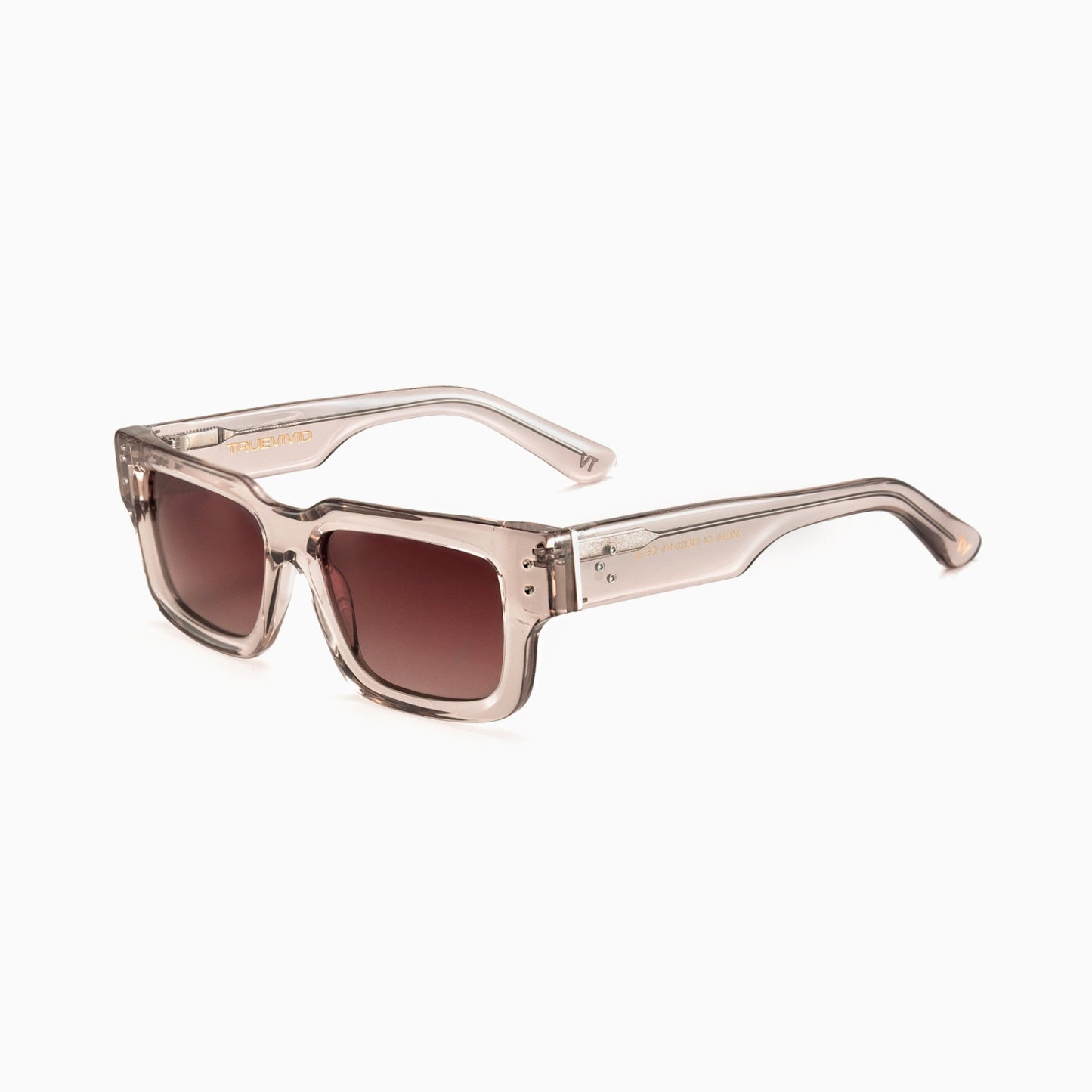 SOLEN Polarised Sunglasses, Unisex, Beige Crystal, Brown Gradient by TrueVivid