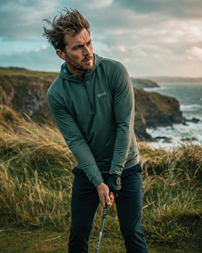 Men’s Stretch Camo Golf Hoodie – Lightweight Quarter Zip