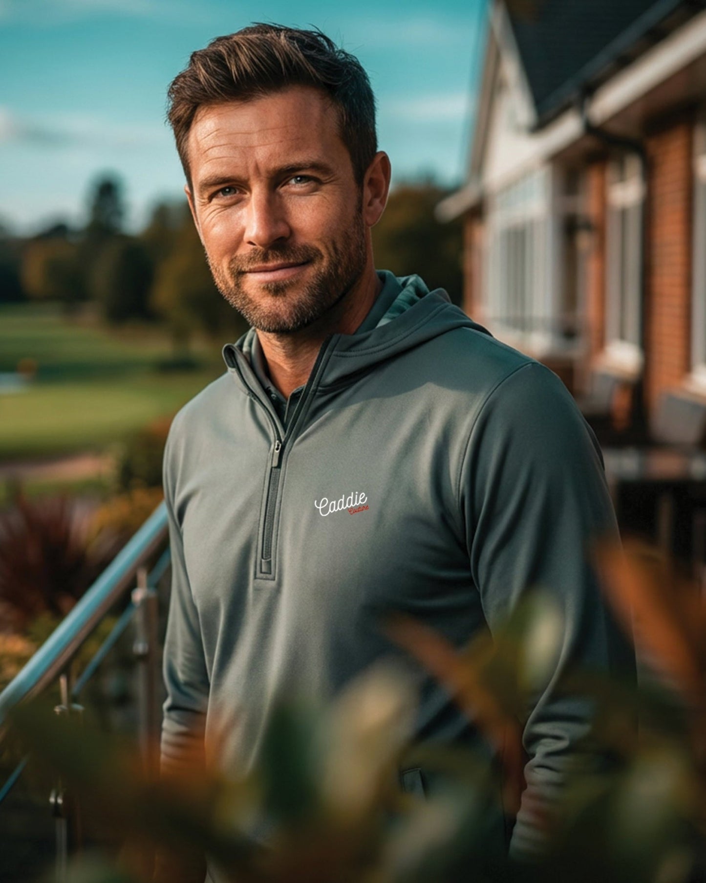 Men’s Stretch Camo Golf Hoodie – Lightweight Quarter Zip