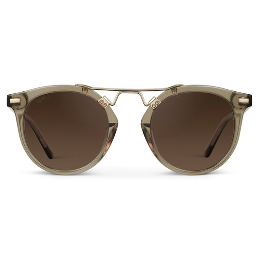 SKYLER Double Bridge Women's Sunglasses in Crystal Taupe Brown by WMP Eyewear