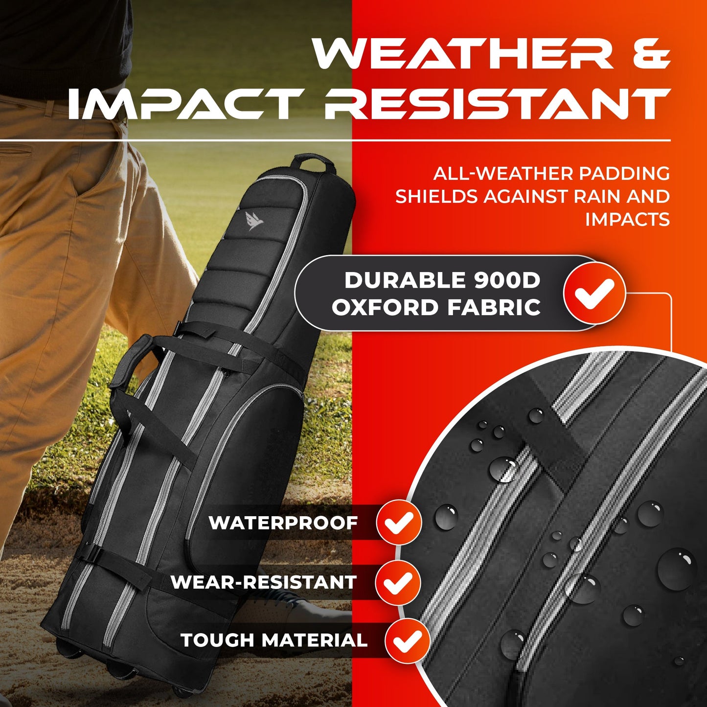 SWIFTEE Golf Club Equipment Padded Travel Flight Bag Case - 900D Heavy Duty Oxford Fabric, Waterproof and Wear-Resistant - Extra Large Pockets for Golf Accessories and Golf Shoes