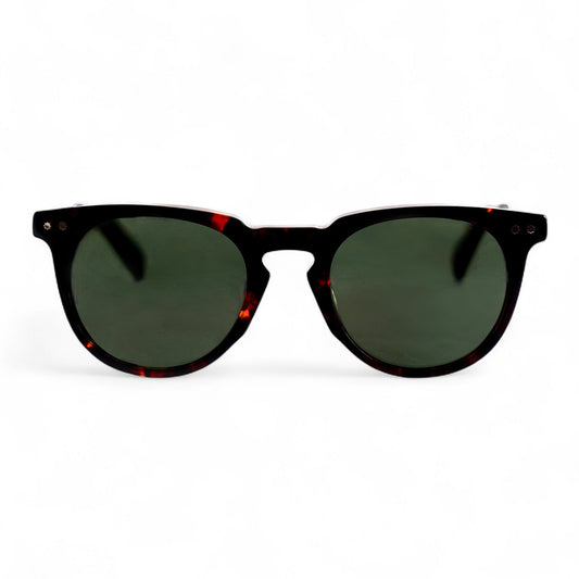 ALVA Tortoise Round Retro Polarised Sunglasses, Green Lens by TrueVivid