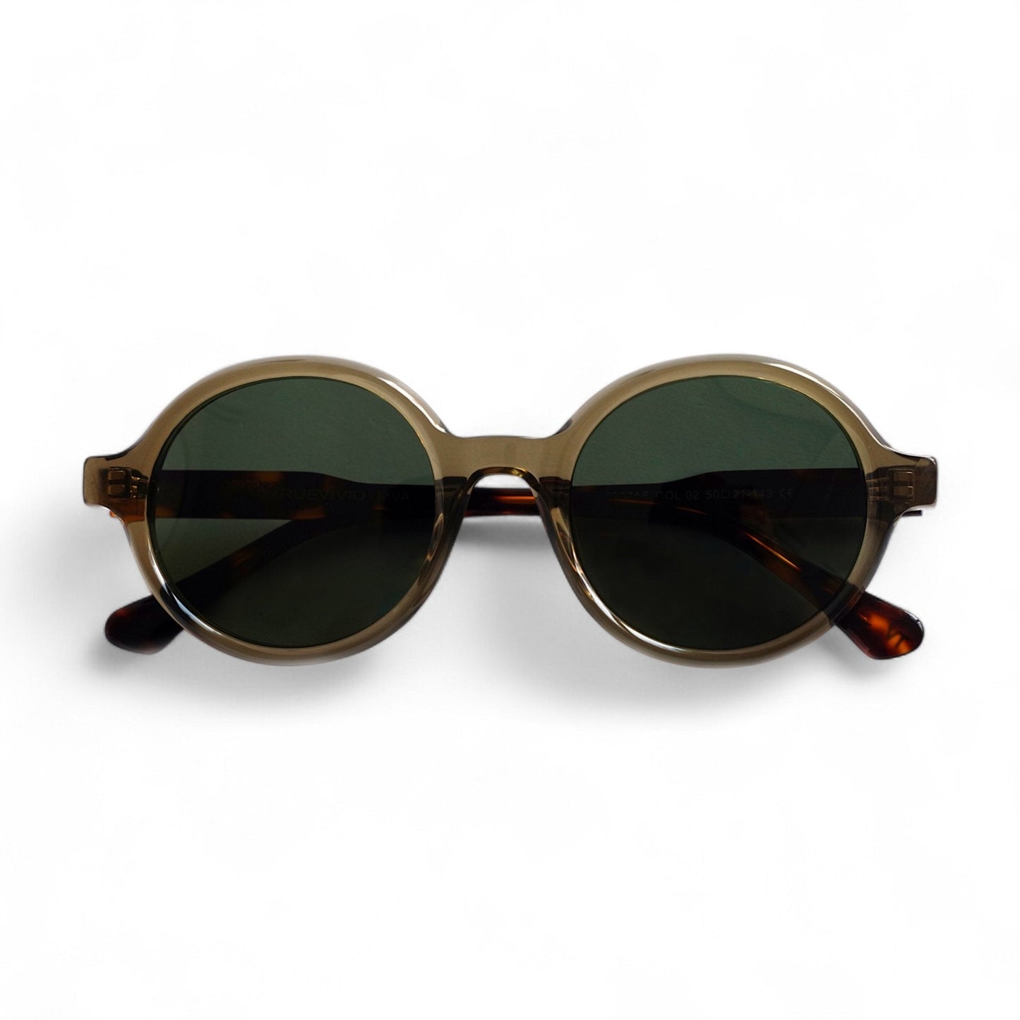 KIVA Fully Rounded Green Sunglasses, Tortoise Arms, Green Lens by TrueVivid