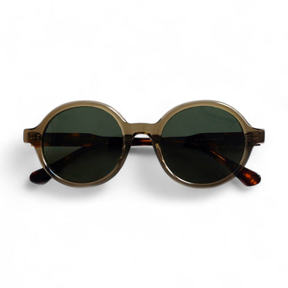 KIVA Fully Rounded Green Sunglasses, Tortoise Arms, Green Lens by TrueVivid