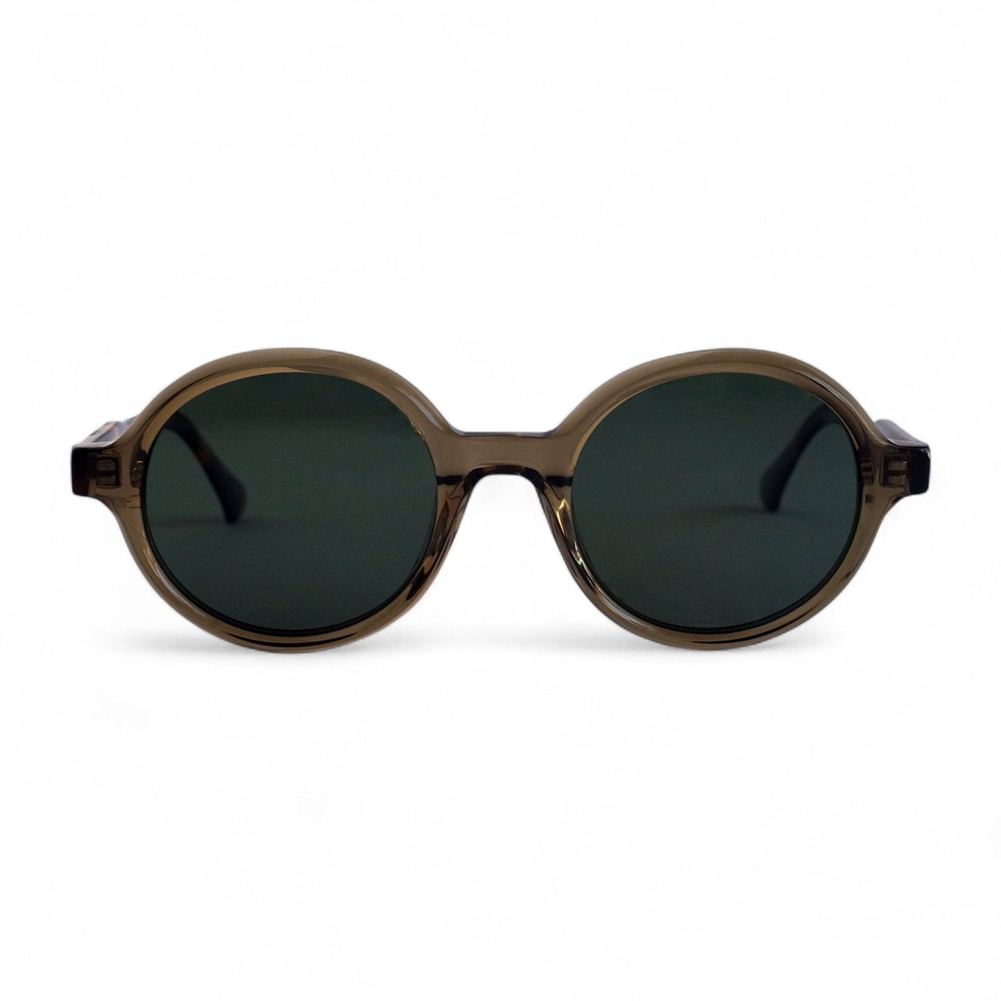 KIVA Fully Rounded Green Sunglasses, Tortoise Arms, Green Lens by TrueVivid