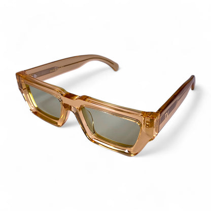 KLINT Bold Geometric Sunglasses, Champagne Light Green Lens by TrueVivid Eyewear