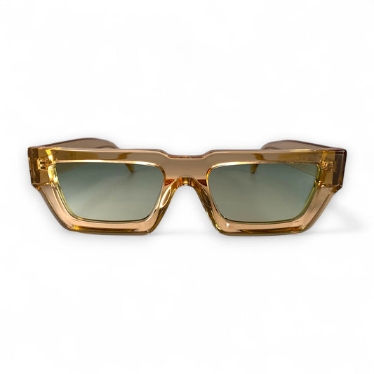 KLINT Bold Geometric Sunglasses, Champagne Light Green Lens by TrueVivid Eyewear