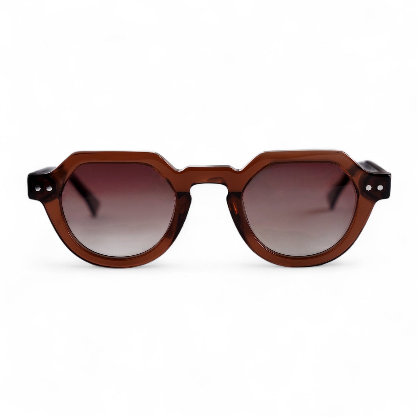 MAEL Hexagonal Brown Polarised Sunglasses, Brown Gradient Lens by TrueVivid