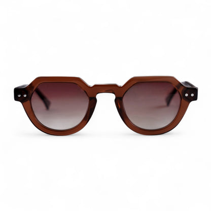 MAEL Hexagonal Brown Polarised Sunglasses, Brown Gradient Lens by TrueVivid