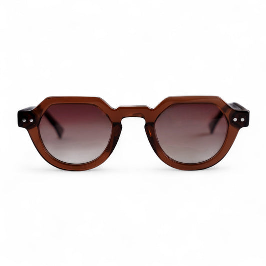 MAEL Hexagonal Brown Polarised Sunglasses, Brown Gradient Lens by TrueVivid