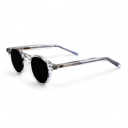 REN Round Polarised Sunglasses, Unisex, Crystal, Black Lens by TrueVivid