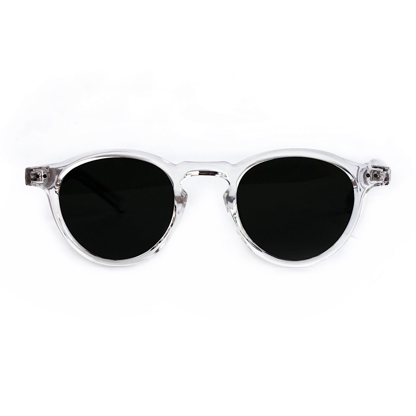 REN Round Polarised Sunglasses, Unisex, Crystal, Black Lens by TrueVivid