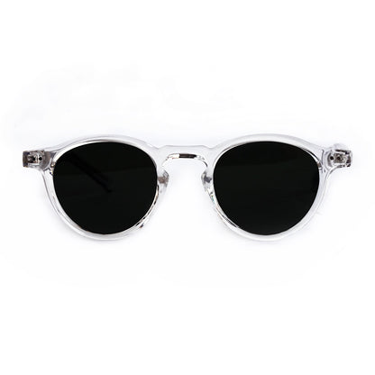 REN Round Polarised Sunglasses, Unisex, Crystal, Black Lens by TrueVivid