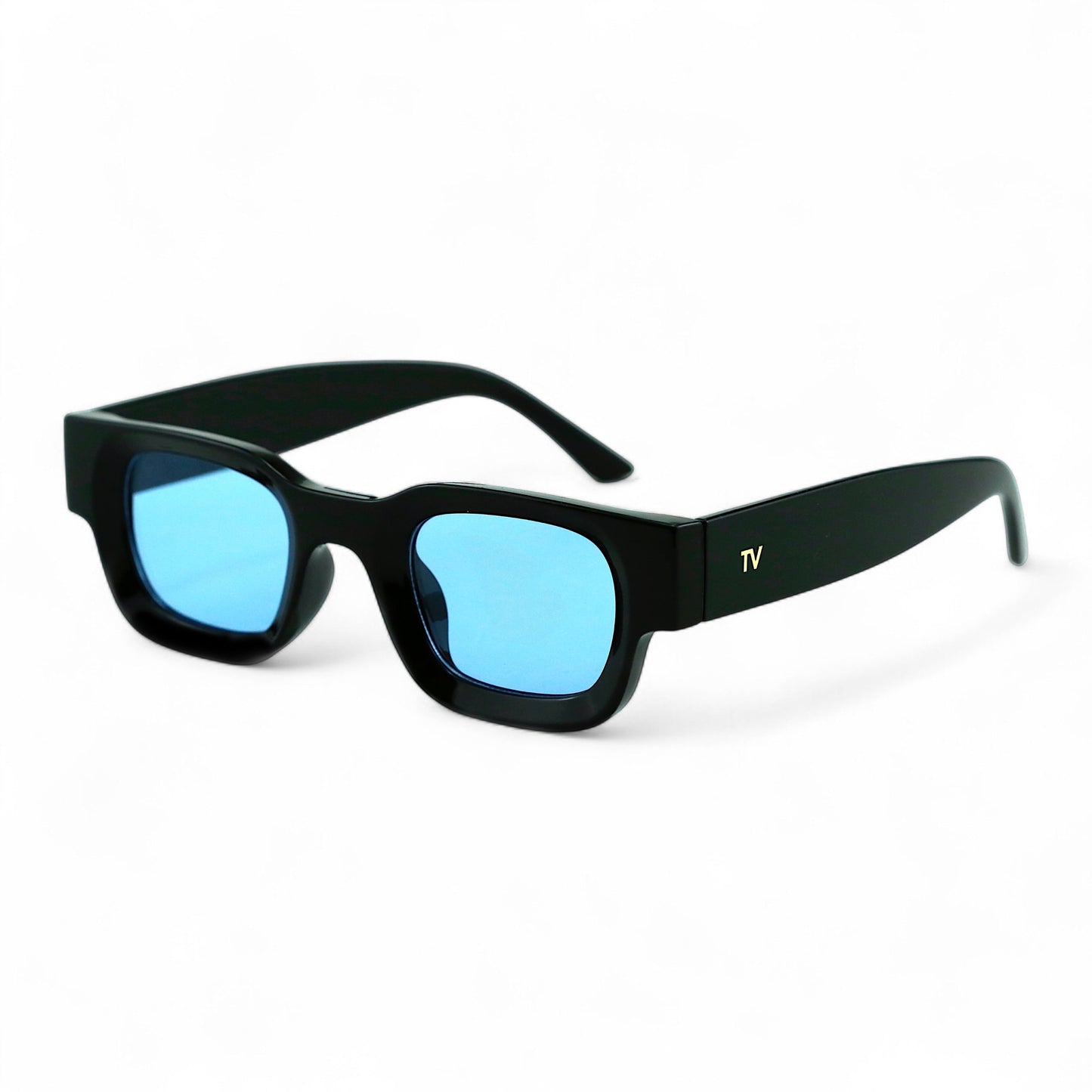 SORA, Essentials Rectangular Modern Sunglasses, Unisex, Black/Blue by TrueVivid Eyewear