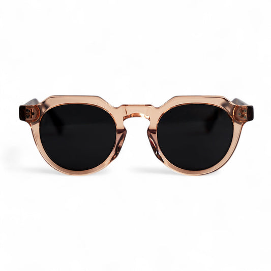 VEA Rounded Hex Champagne Tort Polarised Sunglasses, Grey Lens by TrueVivid