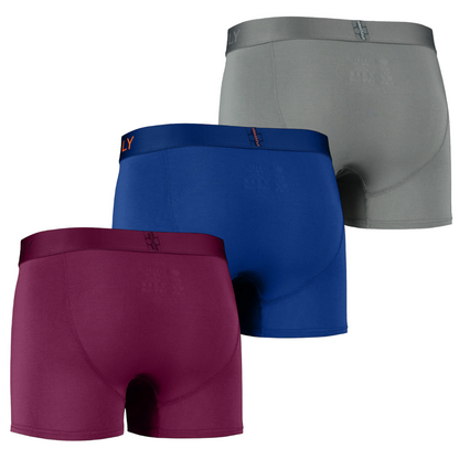 3-pack: IKON Men's 3" Trunks - Plum + Italia + Charcoal