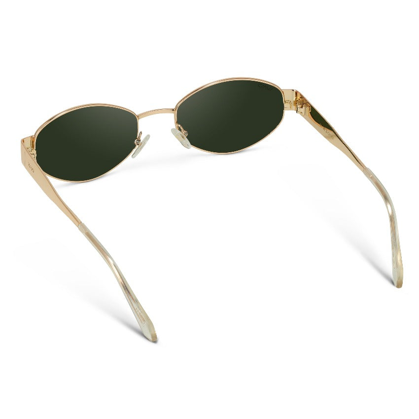 VERONA Oval Thick Framed Women's Sunglasses in Gold, Green by WMP Eyewear UK