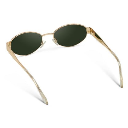 VERONA Oval Thick Framed Women's Sunglasses in Gold, Green by WMP Eyewear UK