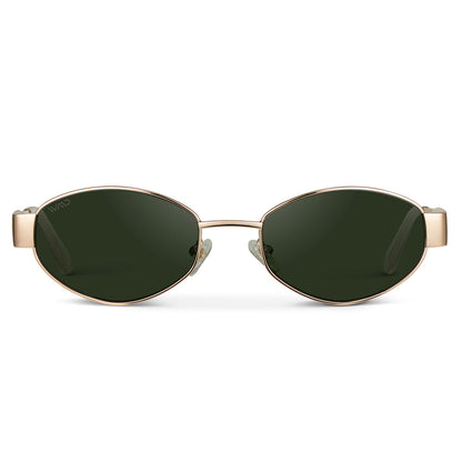 VERONA Oval Thick Framed Women's Sunglasses in Gold, Green by WMP Eyewear UK