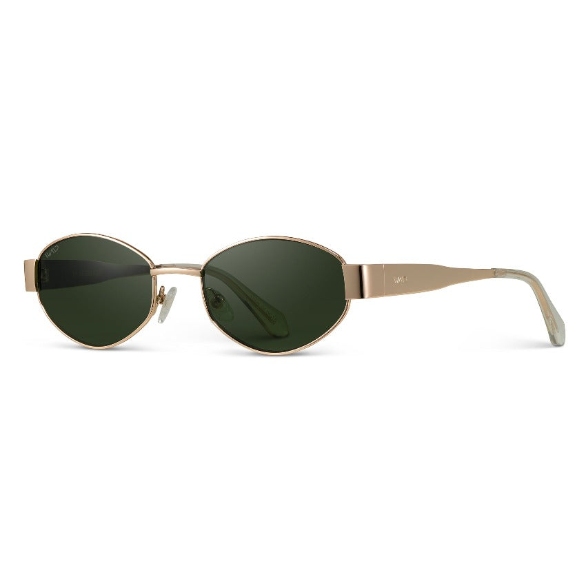 VERONA Oval Thick Framed Women's Sunglasses in Gold, Green by WMP Eyewear UK