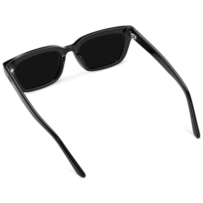 VIVIAN Slim Rectangular Women's Sunglasses in Triple Black by WMP Eyewear
