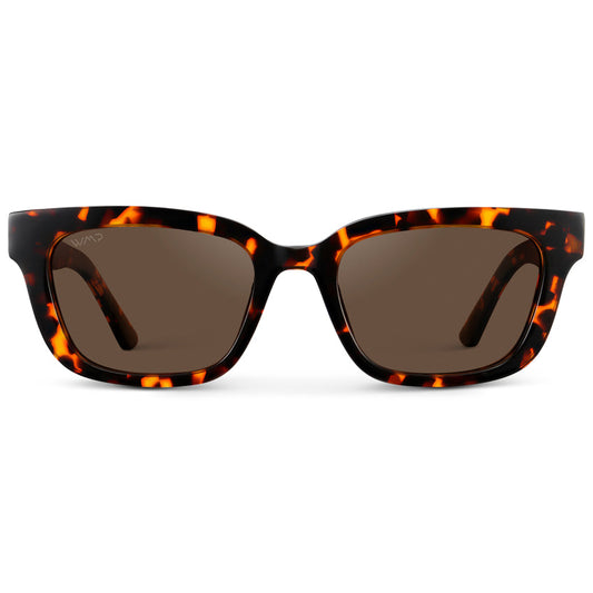 VIVIAN Slim Rectangular Women's Sunglasses in Ember Tortoise by WMP Eyewear