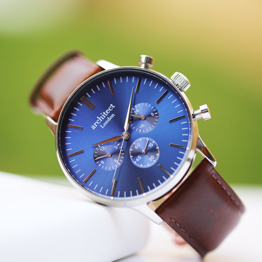 Modern Font Engraving - Men's Architect Motivator With Walnut Strap