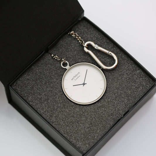 Modern Pocket Watch Silver - Modern Font Engraving