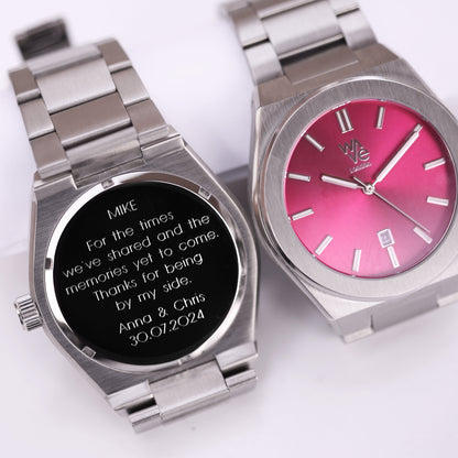 Wave by Architect Watch in Blush Ripple - Modern Font Engraving