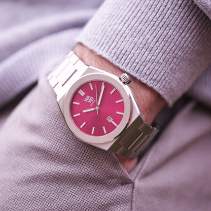 Wave by Architect Watch in Blush Ripple - Modern Font Engraving
