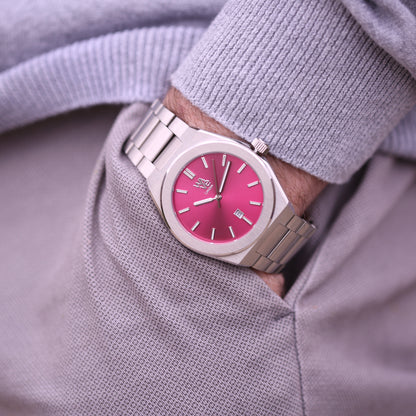 Wave by Architect Watch in Blush Ripple - Modern Font Engraving
