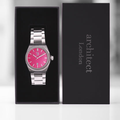 Wave by Architect Watch in Blush Ripple - Modern Font Engraving