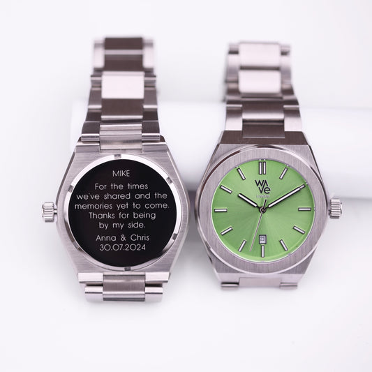 Wave by Architect Watch in Lime Surge - Modern Font Engraving