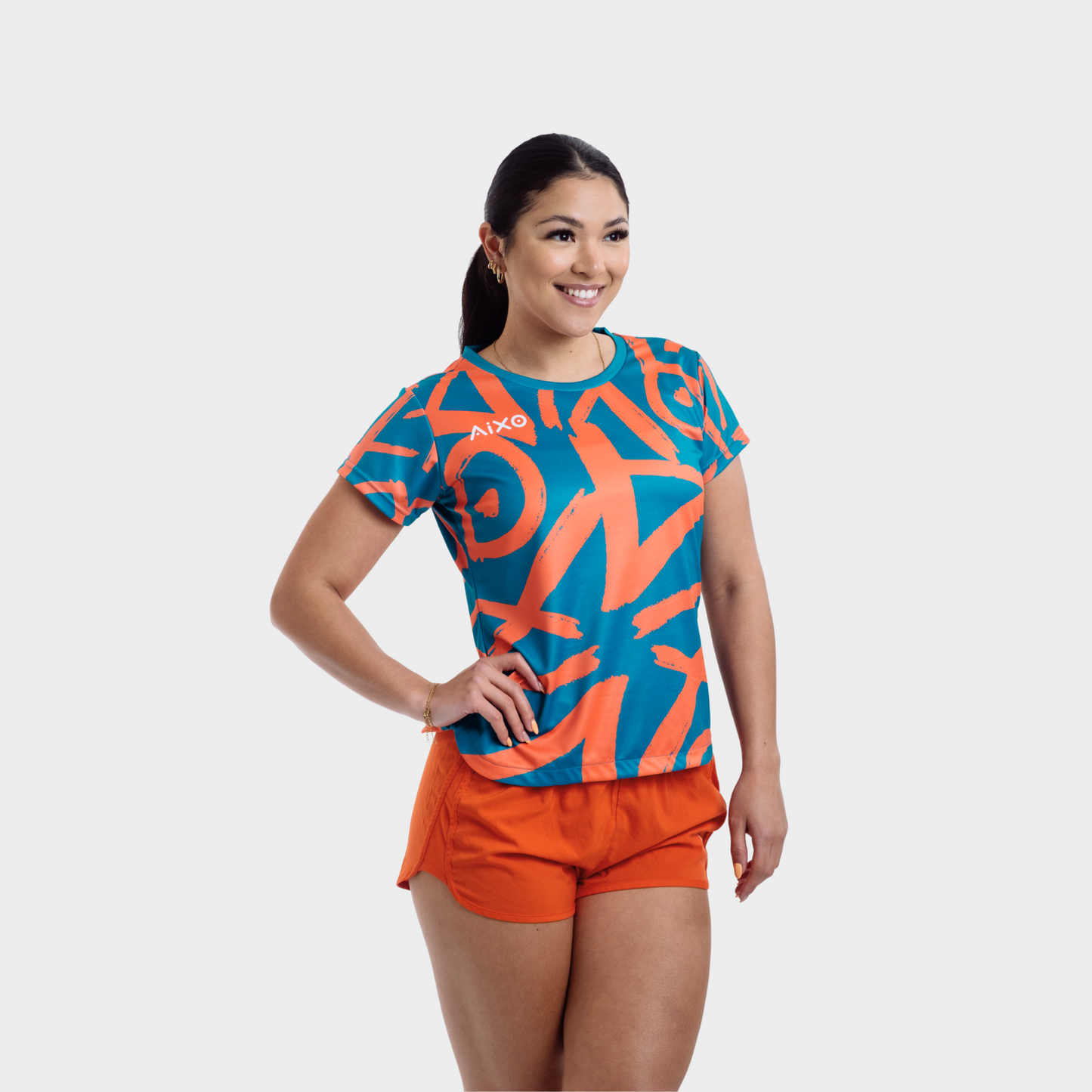 Aixo Tagged Womens T Shirt Teal