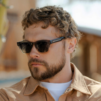 WAYNE Men's Bold Rectangular Sunglasses in Graphite Grey by WMP Eyewear
