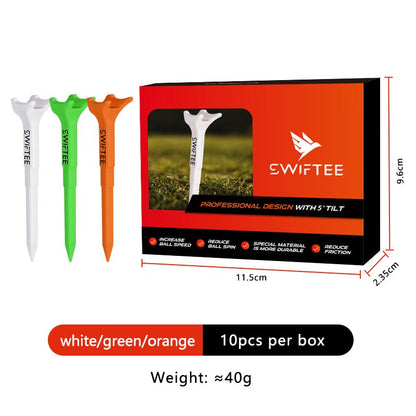 SWIFTEE 5° Degree Premium Golf Tees 80mm – Extra Durable Low-Spin Tees for Longer Distance, Higher Launch & Reduced Slice  – 10 Pack