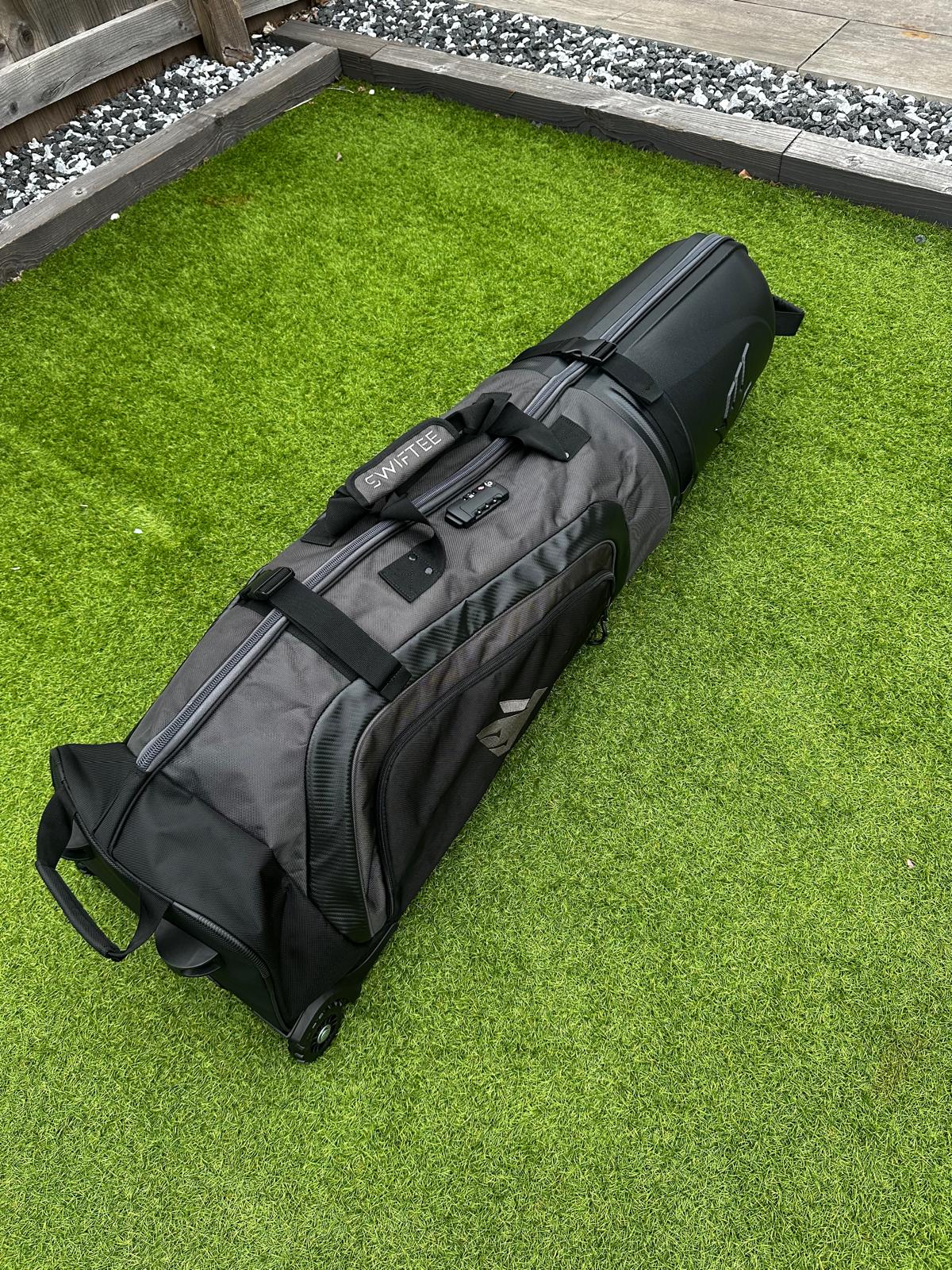 SWIFTEE Premium Golf Travel Bag with Hard Case Top & TSA Lock – 1680D Oxford, Oversized Wheels, Lightweight Airline Carrier for Maximum Club Protection