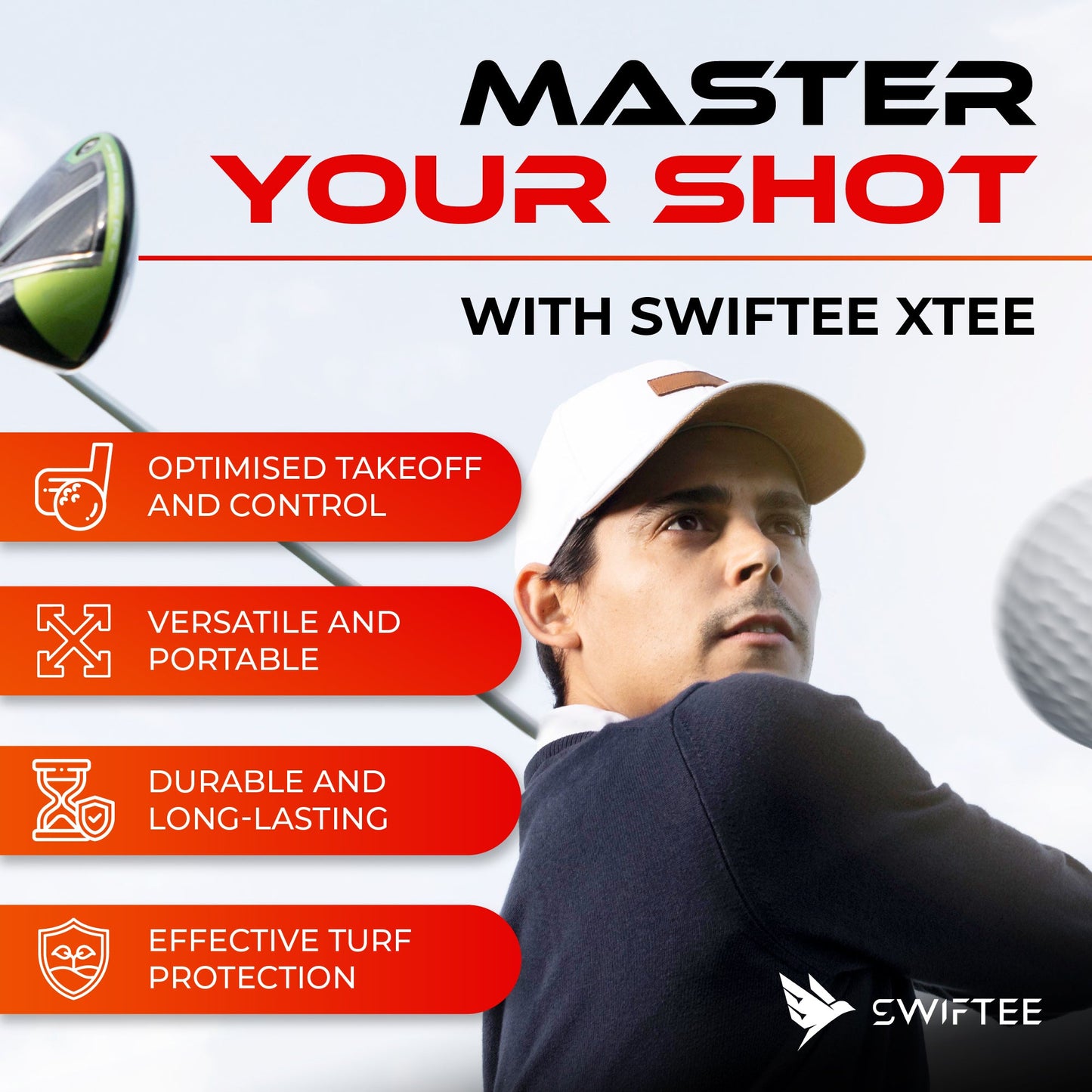 SWIFTEE X-TEE Rocket Launch Mat Pad Winter Rules Golf Plus 2 Rubber Tees