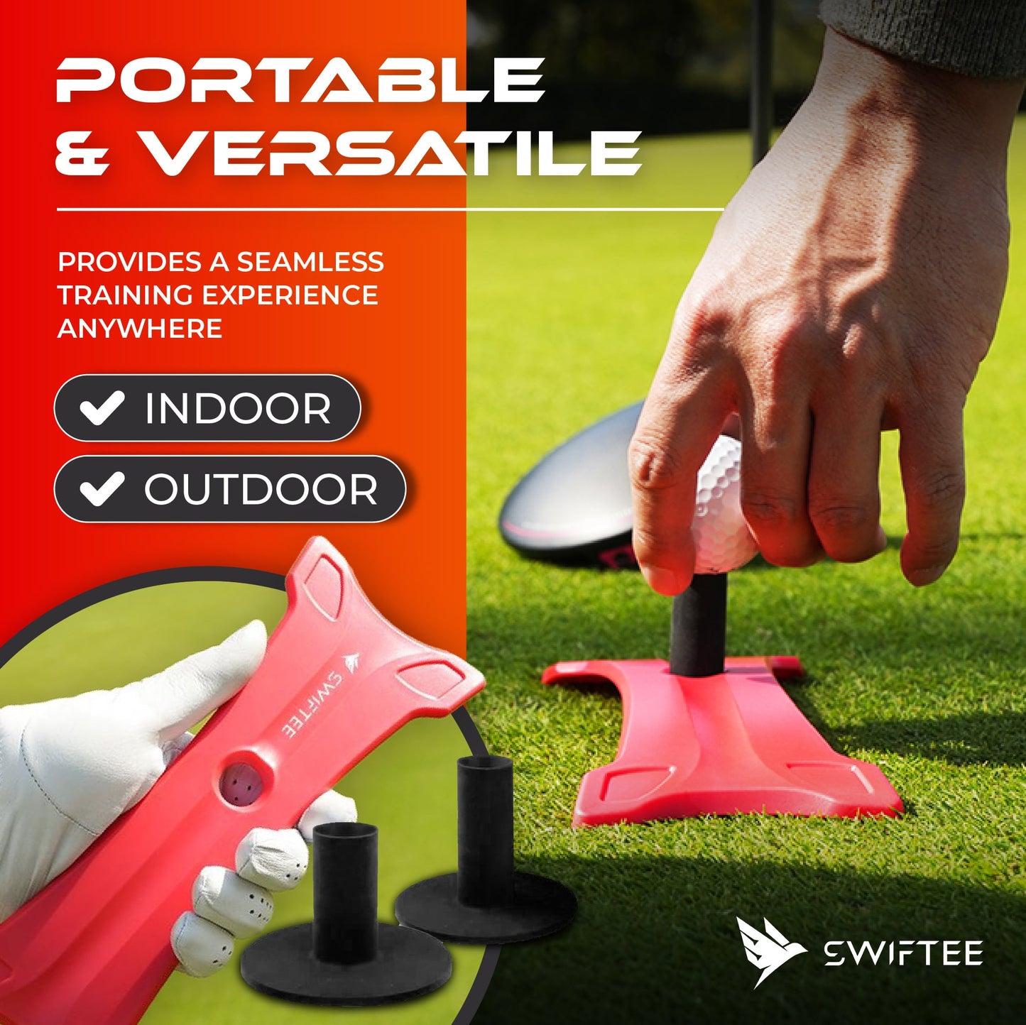 SWIFTEE X-TEE Rocket Launch Mat Pad Winter Rules Golf Plus 2 Rubber Tees