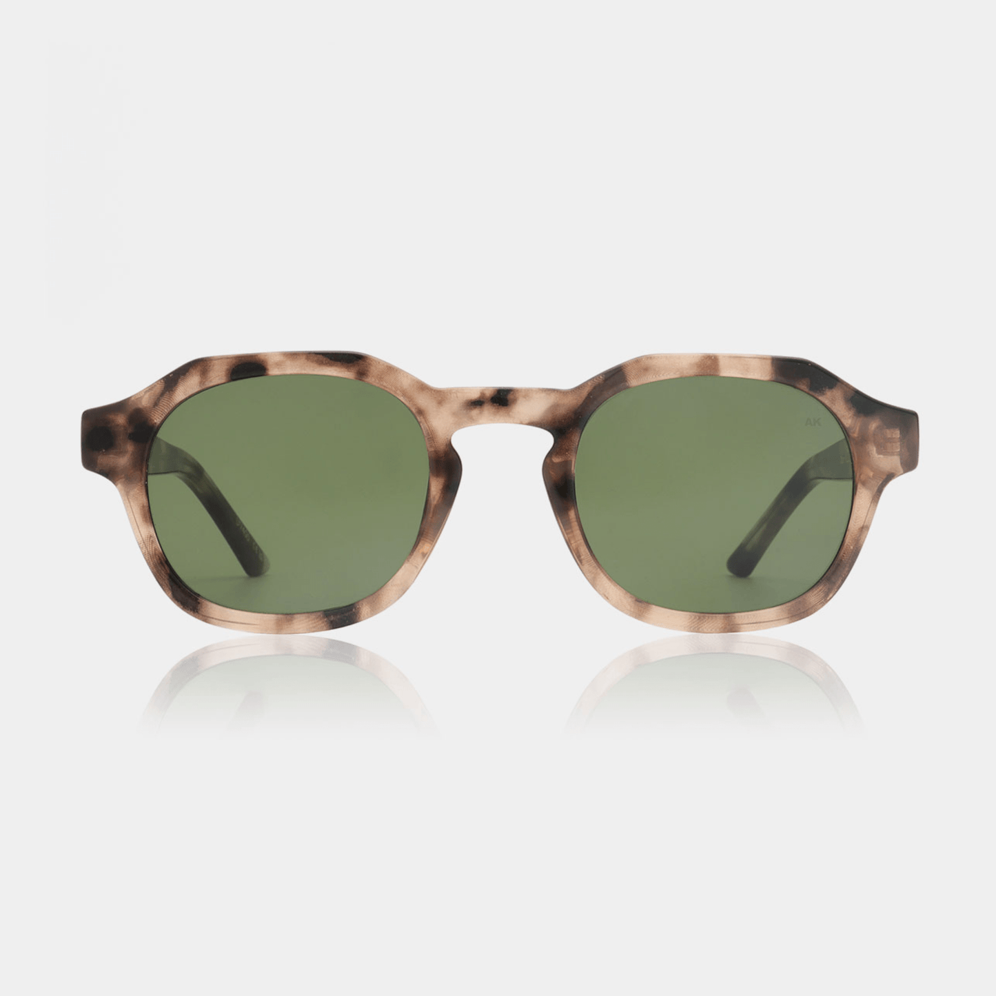 A.KJÆRBEDE (AKJAERBEDE) Zan Sunglasses | Coquina Tortoise Frame, Green Lens