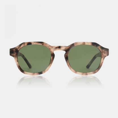 A.KJÆRBEDE (AKJAERBEDE) Zan Sunglasses | Coquina Tortoise Frame, Green Lens